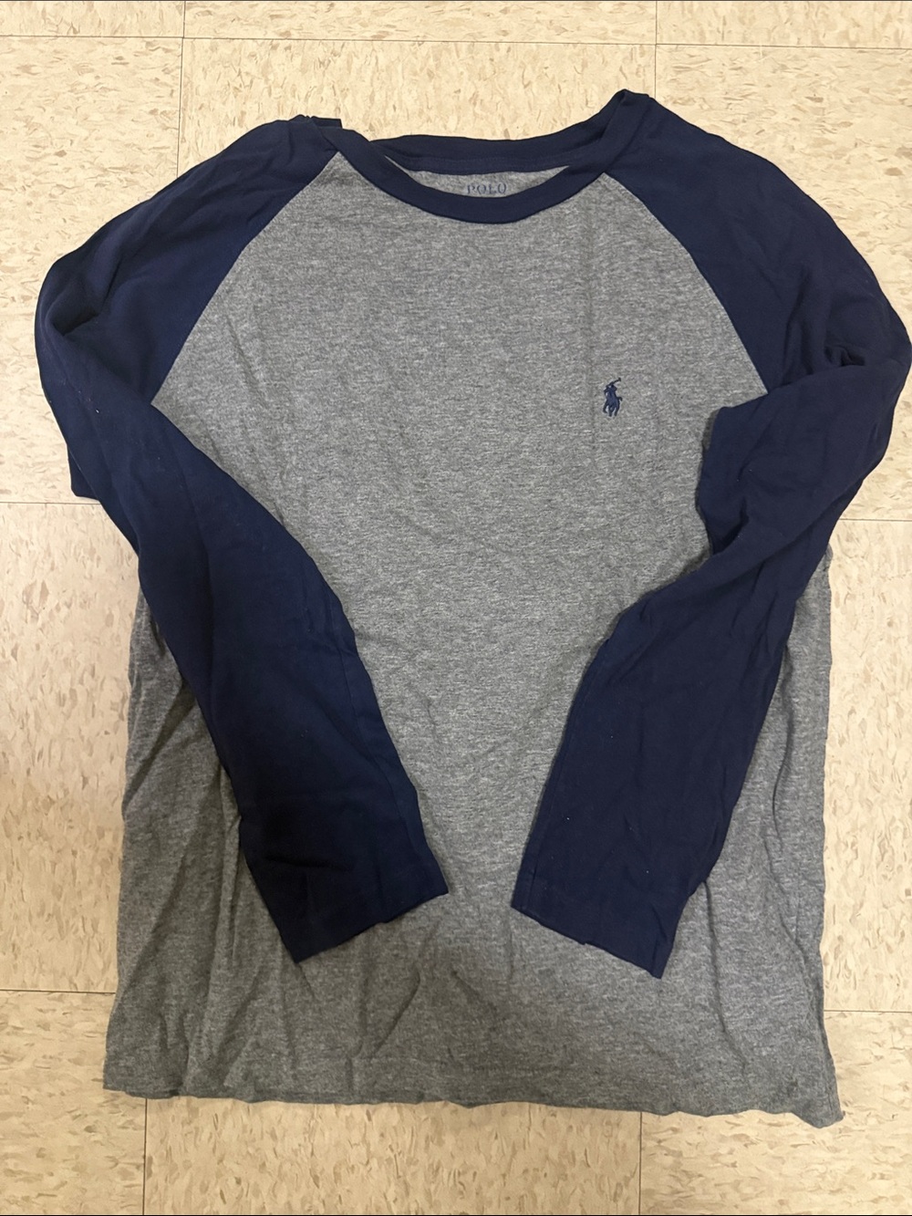 Polo by Ralph Lauren Grey Body Navy Raglan Long-Sleeve Tee